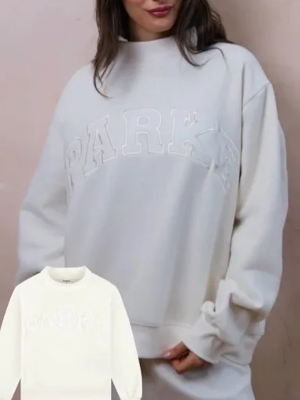 PARKE Bridal Collection Oversized Cream Mockneck Sweatshirt S/M